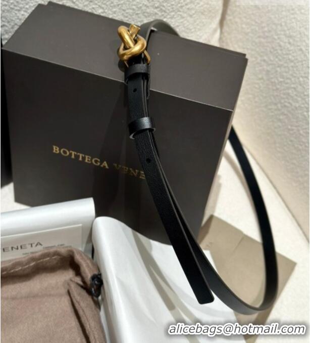 Trendy Design Bottega Veneta Calfskin Leather Belt with Knot Buckle BV26010403 Black/Gold 2025