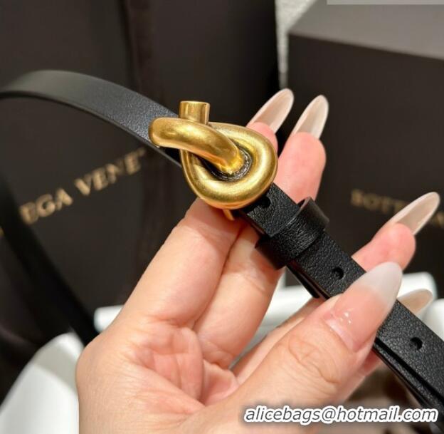 Trendy Design Bottega Veneta Calfskin Leather Belt with Knot Buckle BV26010403 Black/Gold 2025