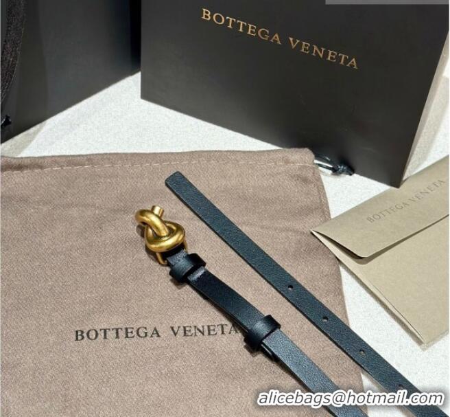 Trendy Design Bottega Veneta Calfskin Leather Belt with Knot Buckle BV26010403 Black/Gold 2025