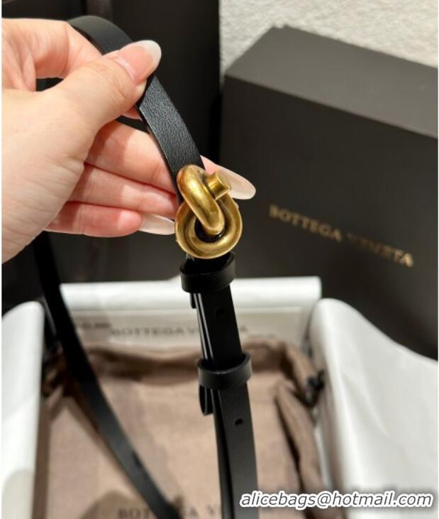 Trendy Design Bottega Veneta Calfskin Leather Belt with Knot Buckle BV26010403 Black/Gold 2025