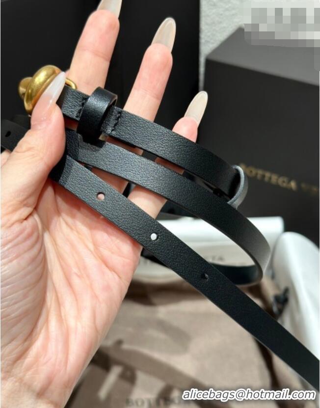 Trendy Design Bottega Veneta Calfskin Leather Belt with Knot Buckle BV26010403 Black/Gold 2025