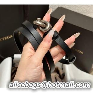 Luxury Cheap Bottega Veneta Calfskin Leather Belt with Knot Buckle BV26010403 Black/Silver 2025