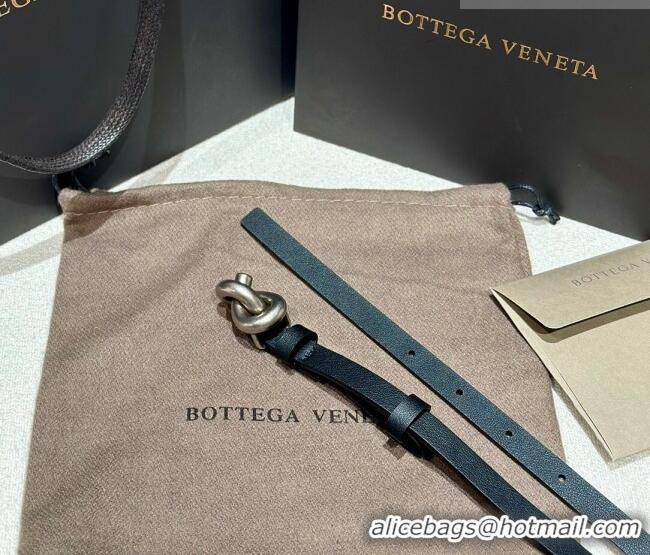 Luxury Cheap Bottega Veneta Calfskin Leather Belt with Knot Buckle BV26010403 Black/Silver 2025