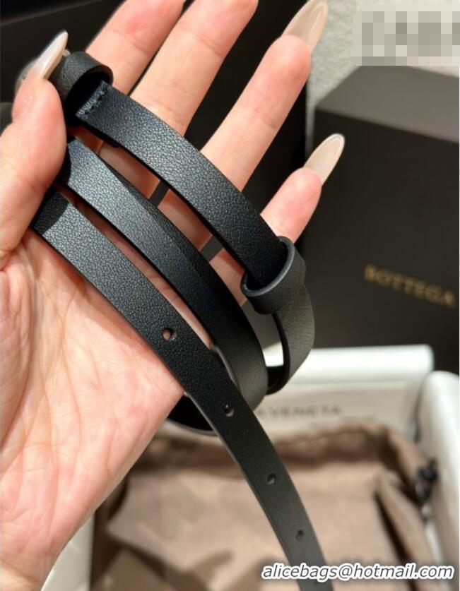 Luxury Cheap Bottega Veneta Calfskin Leather Belt with Knot Buckle BV26010403 Black/Silver 2025