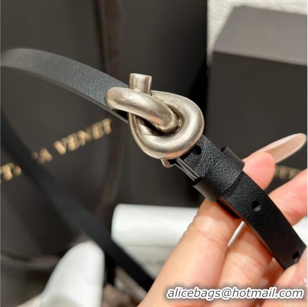 Luxury Cheap Bottega Veneta Calfskin Leather Belt with Knot Buckle BV26010403 Black/Silver 2025