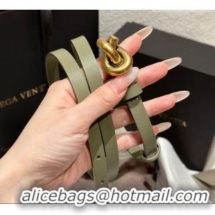 Classic Specials Bottega Veneta Calfskin Leather Belt with Knot Buckle BV26010403 Green/Gold 2025