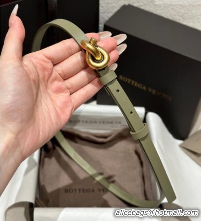 Classic Specials Bottega Veneta Calfskin Leather Belt with Knot Buckle BV26010403 Green/Gold 2025