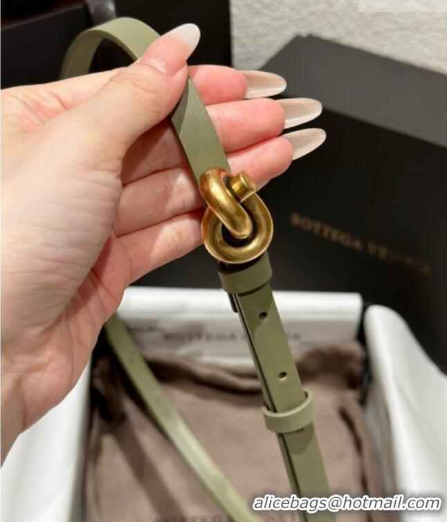 Classic Specials Bottega Veneta Calfskin Leather Belt with Knot Buckle BV26010403 Green/Gold 2025
