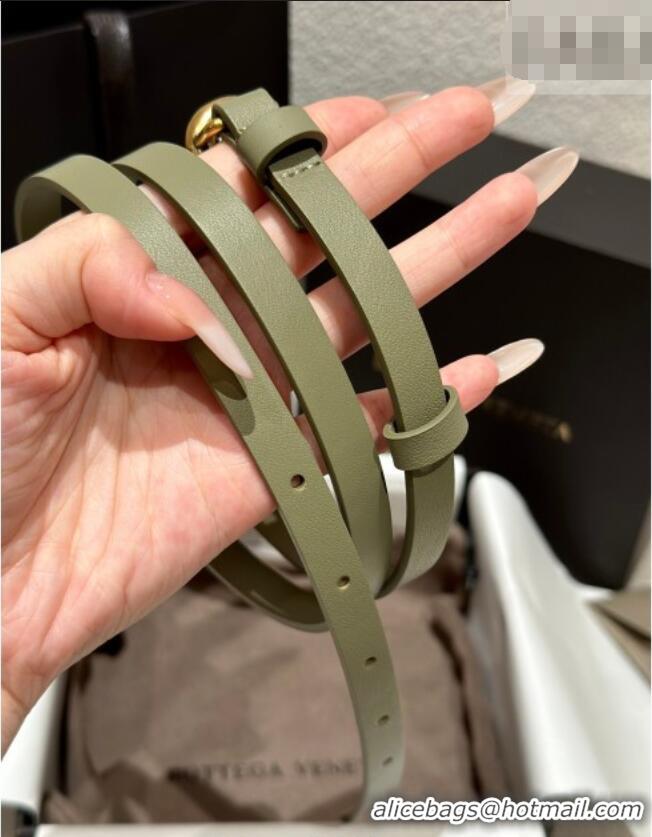 Classic Specials Bottega Veneta Calfskin Leather Belt with Knot Buckle BV26010403 Green/Gold 2025