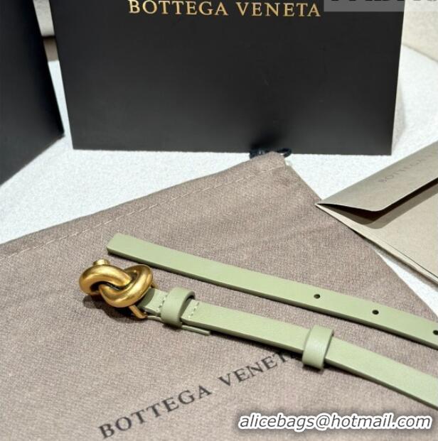 Classic Specials Bottega Veneta Calfskin Leather Belt with Knot Buckle BV26010403 Green/Gold 2025
