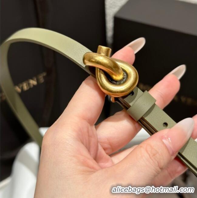 Classic Specials Bottega Veneta Calfskin Leather Belt with Knot Buckle BV26010403 Green/Gold 2025