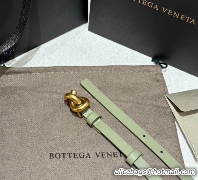 Classic Specials Bottega Veneta Calfskin Leather Belt with Knot Buckle BV26010403 Green/Gold 2025