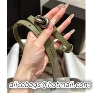 Best Product Bottega Veneta Calfskin Leather Belt with Knot Buckle BV26010403 Green/Silver 2025