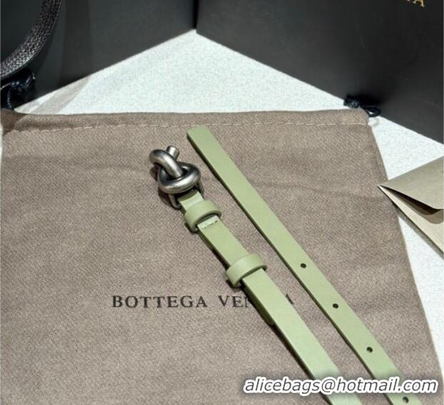 Best Product Bottega Veneta Calfskin Leather Belt with Knot Buckle BV26010403 Green/Silver 2025