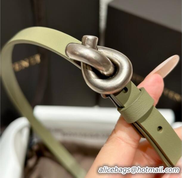 Best Product Bottega Veneta Calfskin Leather Belt with Knot Buckle BV26010403 Green/Silver 2025