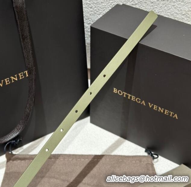 Best Product Bottega Veneta Calfskin Leather Belt with Knot Buckle BV26010403 Green/Silver 2025