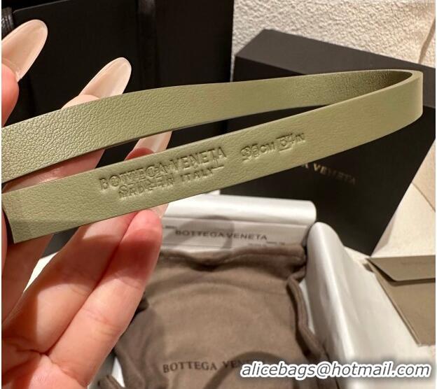 Best Product Bottega Veneta Calfskin Leather Belt with Knot Buckle BV26010403 Green/Silver 2025