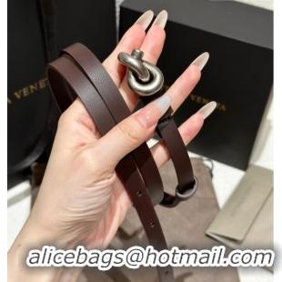 New Cheap Bottega Veneta Calfskin Leather Belt with Knot Buckle BV26010403 Brown/Silver 2025