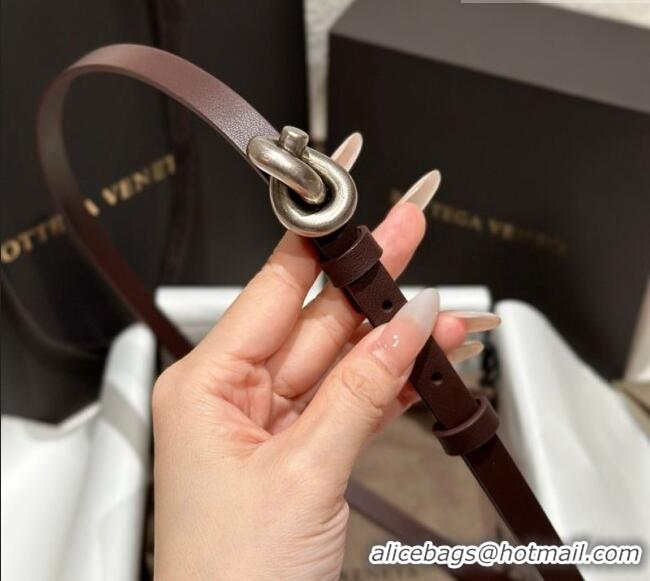 New Cheap Bottega Veneta Calfskin Leather Belt with Knot Buckle BV26010403 Brown/Silver 2025