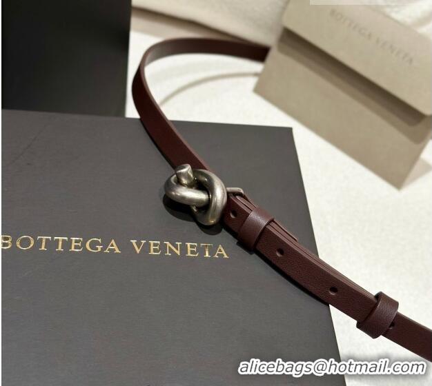 New Cheap Bottega Veneta Calfskin Leather Belt with Knot Buckle BV26010403 Brown/Silver 2025