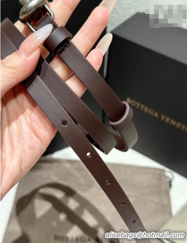 New Cheap Bottega Veneta Calfskin Leather Belt with Knot Buckle BV26010403 Brown/Silver 2025