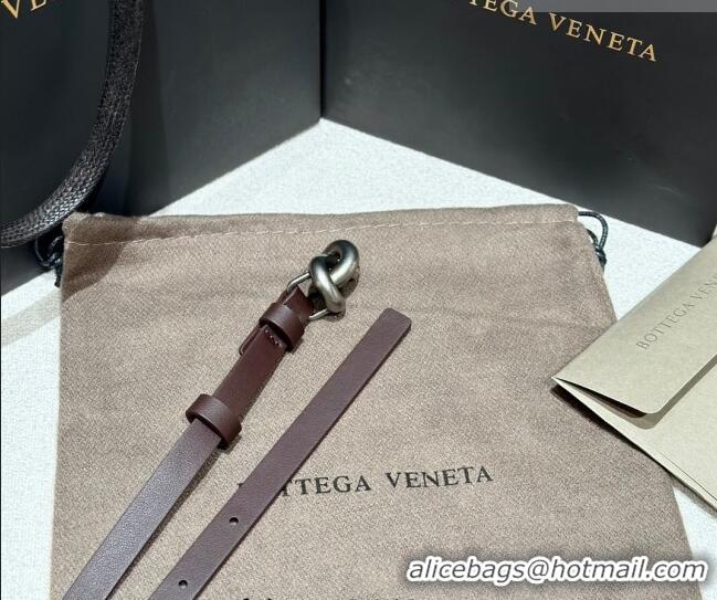 New Cheap Bottega Veneta Calfskin Leather Belt with Knot Buckle BV26010403 Brown/Silver 2025