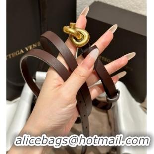 Hot Style Bottega Veneta Calfskin Leather Belt with Knot Buckle BV26010403 Brown/Gold 2025