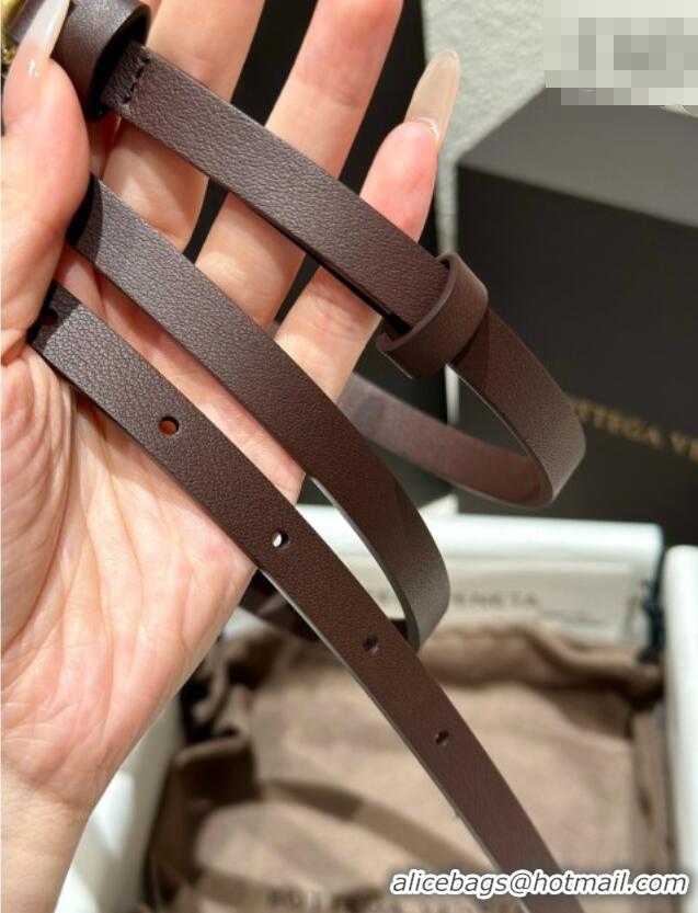 Hot Style Bottega Veneta Calfskin Leather Belt with Knot Buckle BV26010403 Brown/Gold 2025
