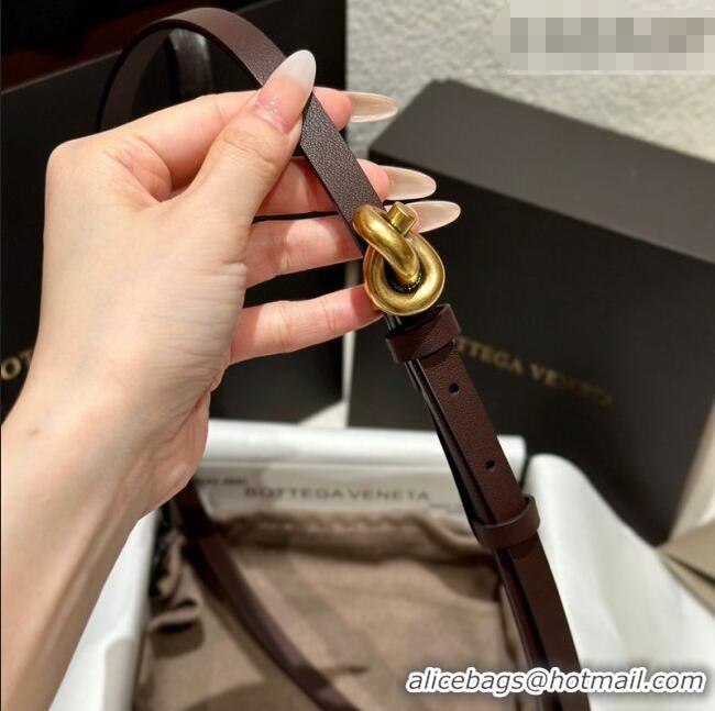 Hot Style Bottega Veneta Calfskin Leather Belt with Knot Buckle BV26010403 Brown/Gold 2025