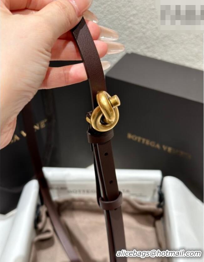 Hot Style Bottega Veneta Calfskin Leather Belt with Knot Buckle BV26010403 Brown/Gold 2025