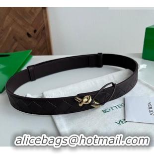 Good Taste Bottega Veneta Andiamo Intrecciato Leather Belt 3cm with Knot Buckle 84066 Brown 2025