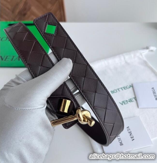 Good Taste Bottega Veneta Andiamo Intrecciato Leather Belt 3cm with Knot Buckle 84066 Brown 2025