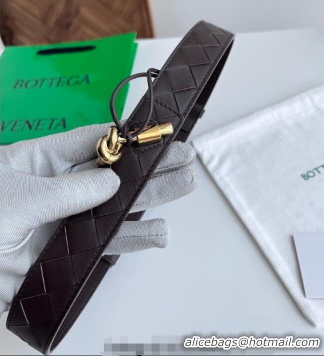 Good Taste Bottega Veneta Andiamo Intrecciato Leather Belt 3cm with Knot Buckle 84066 Brown 2025
