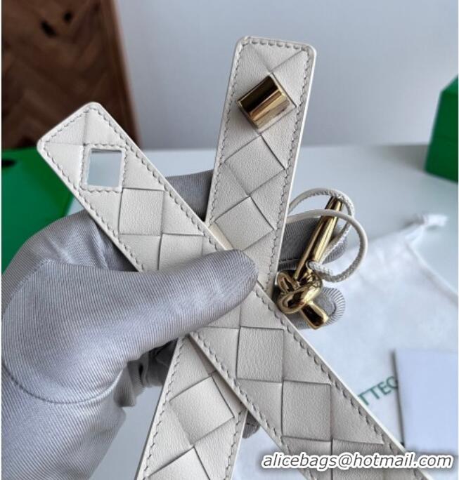 Well Crafted Bottega Veneta Andiamo Intrecciato Leather Belt 3cm with Knot Buckle 84066 White 2025