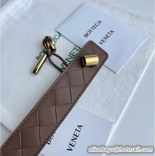 Inexpensive Bottega Veneta Andiamo Intrecciato Leather Belt 3cm with Knot Buckle 84066 Taupe 2025