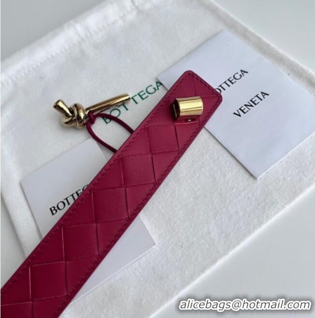 Best Grade Bottega Veneta Andiamo Intrecciato Leather Belt 3cm with Knot Buckle 84066 Red 2025