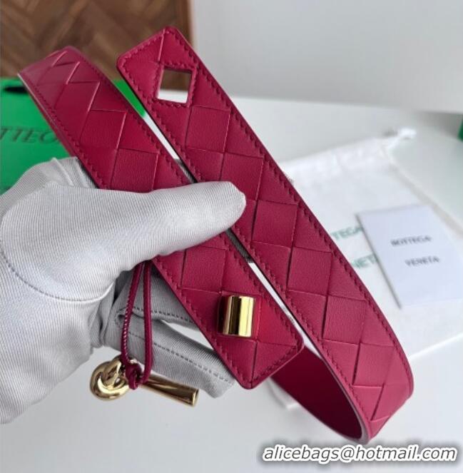 Best Grade Bottega Veneta Andiamo Intrecciato Leather Belt 3cm with Knot Buckle 84066 Red 2025