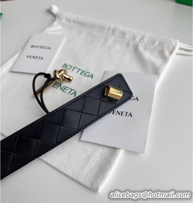 Fashion Cheap Bottega Veneta Andiamo Intrecciato Leather Belt 3cm with Knot Buckle 84066 Black 2025
