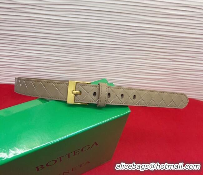 Promotional Bottega Veneta Intrecciato Leather Belt 2cm with Pin Buckle BV26010404 Travetine/Gold 2025