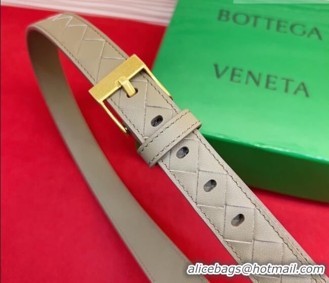 Promotional Bottega Veneta Intrecciato Leather Belt 2cm with Pin Buckle BV26010404 Travetine/Gold 2025