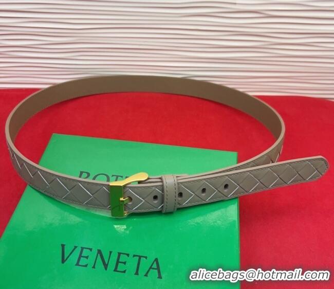 Promotional Bottega Veneta Intrecciato Leather Belt 2cm with Pin Buckle BV26010404 Travetine/Gold 2025