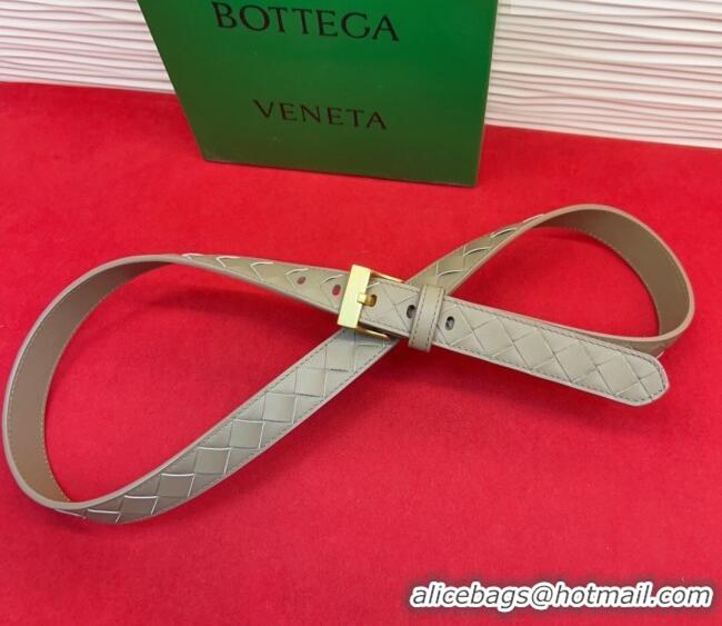 Promotional Bottega Veneta Intrecciato Leather Belt 2cm with Pin Buckle BV26010404 Travetine/Gold 2025