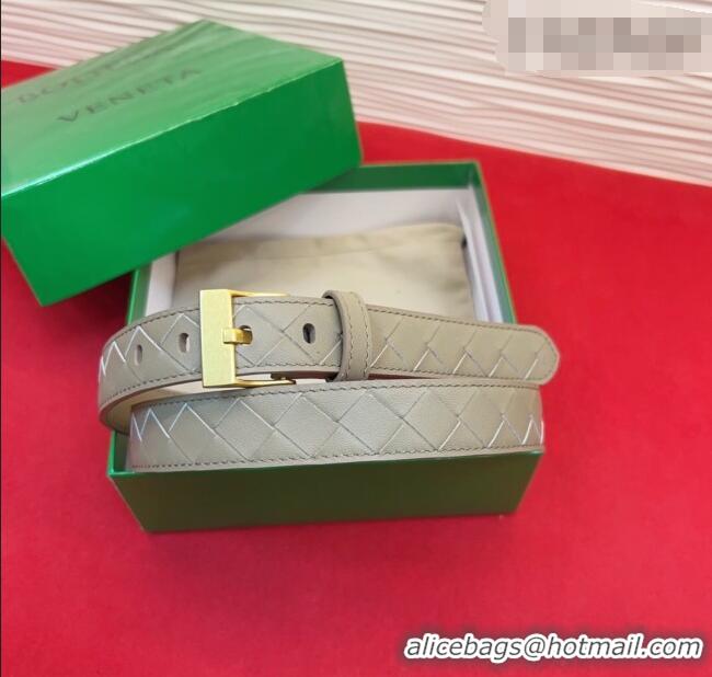 Promotional Bottega Veneta Intrecciato Leather Belt 2cm with Pin Buckle BV26010404 Travetine/Gold 2025