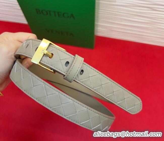 Promotional Bottega Veneta Intrecciato Leather Belt 2cm with Pin Buckle BV26010404 Travetine/Gold 2025