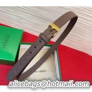 Buy Fashionable Bottega Veneta Intrecciato Leather Belt 2cm with Pin Buckle BV26010404 Brown/Gold 2025