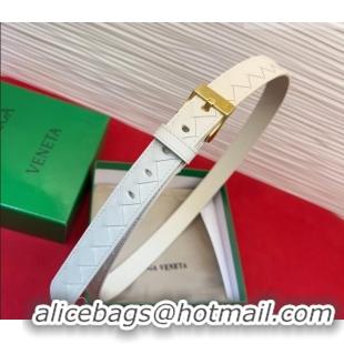 Pretty Style Bottega Veneta Intrecciato Leather Belt 2cm with Pin Buckle BV26010404 White/Gold 2025