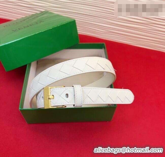 Pretty Style Bottega Veneta Intrecciato Leather Belt 2cm with Pin Buckle BV26010404 White/Gold 2025