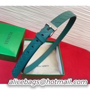 Best Quality Bottega Veneta Intrecciato Leather Belt 2cm with Pin Buckle BV26010404 Green/Silver 2025
