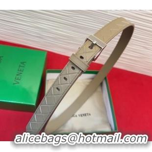 Best Product Bottega Veneta Intrecciato Leather Belt 2cm with Pin Buckle BV26010404 Travetine/Silver 2025