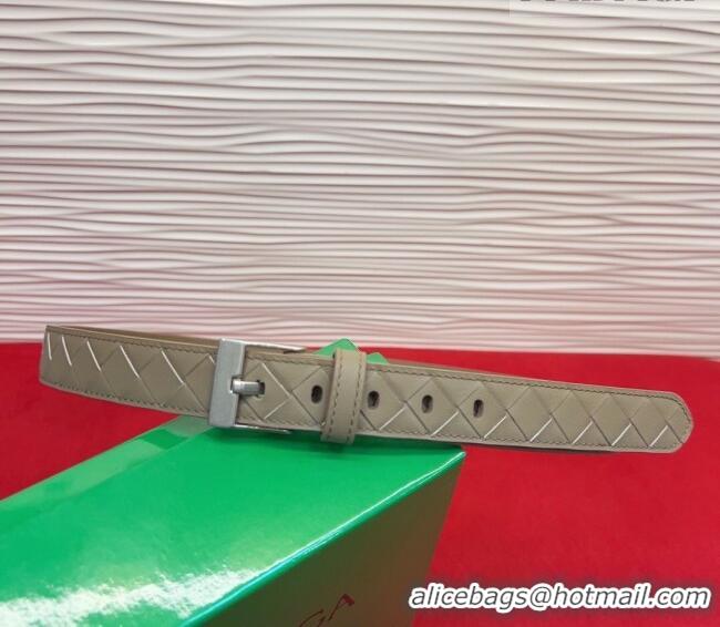 Best Product Bottega Veneta Intrecciato Leather Belt 2cm with Pin Buckle BV26010404 Travetine/Silver 2025